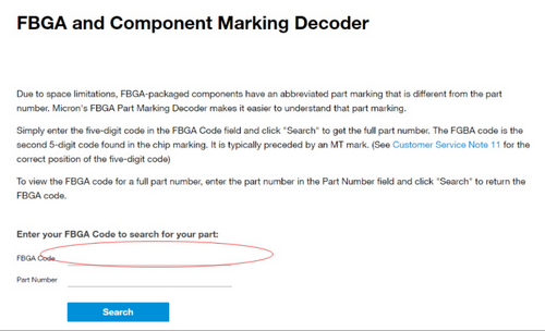 鎂光內(nèi)存條怎么查真?zhèn)?/></p>
<p>在這個(gè)位置輸入我們的FBGA代碼，搜索后的結(jié)果如下：</p>
<p style=